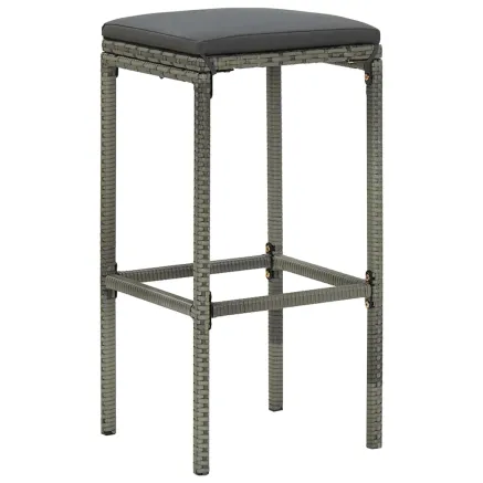 Tabourets de bar avec coussins lot de 6 gris résine tressée 2