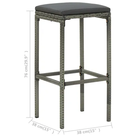 Tabourets de bar avec coussins lot de 6 gris résine tressée