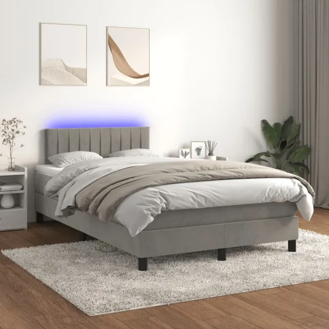 Sommier à lattes de lit avec matelas LED Gris clair 120x200 cm
