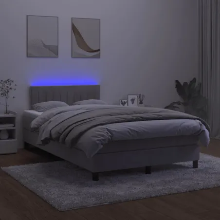 Sommier à lattes de lit avec matelas LED Gris clair 120x200 cm