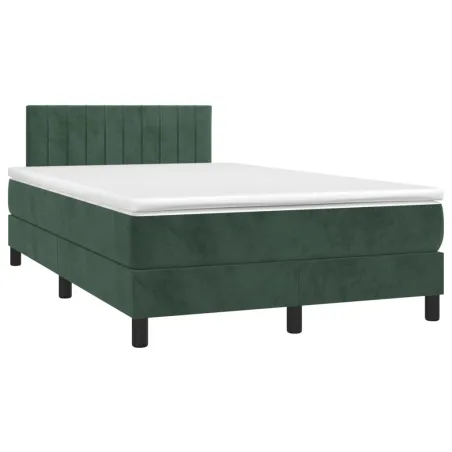 Sommier à lattes de lit avec matelas LED Vert foncé 120x200 cm