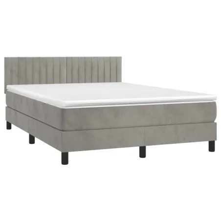Sommier à lattes de lit avec matelas LED Gris clair 140x200 cm