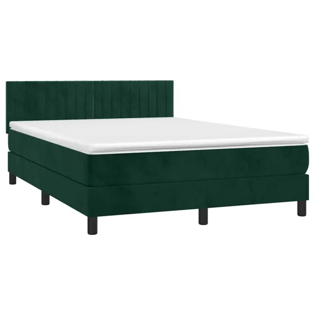 Sommier à lattes de lit avec matelas LED Vert foncé 140x200 cm