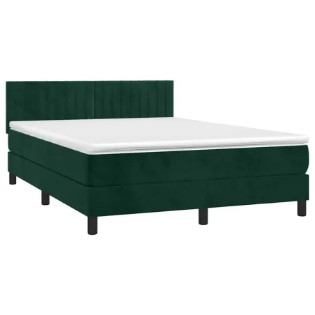 Sommier à lattes de lit avec matelas LED Vert foncé 140x200 cm