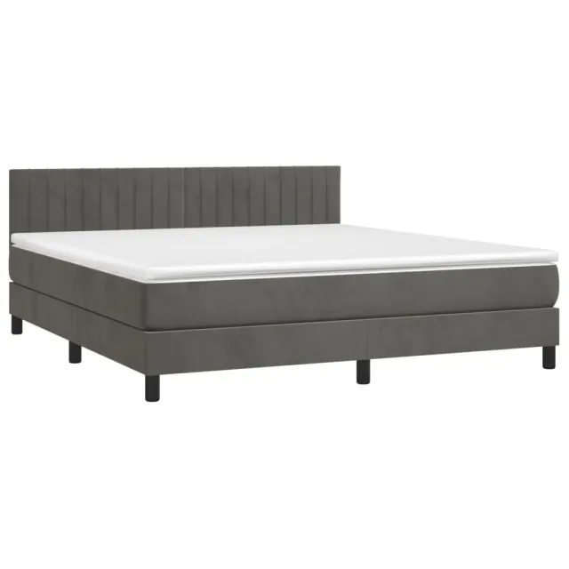 Sommier à lattes de lit avec matelas LED Gris foncé 160x200 cm