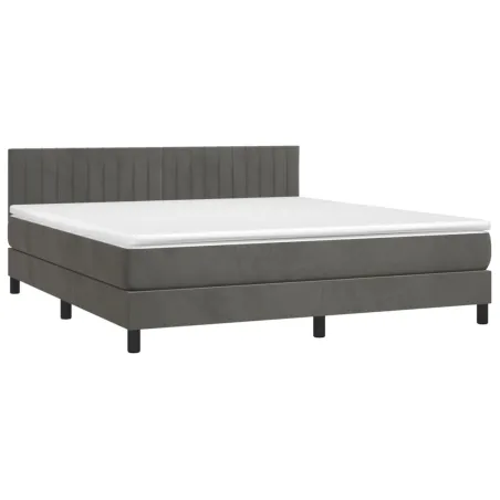 Sommier à lattes de lit avec matelas LED Gris foncé 160x200 cm