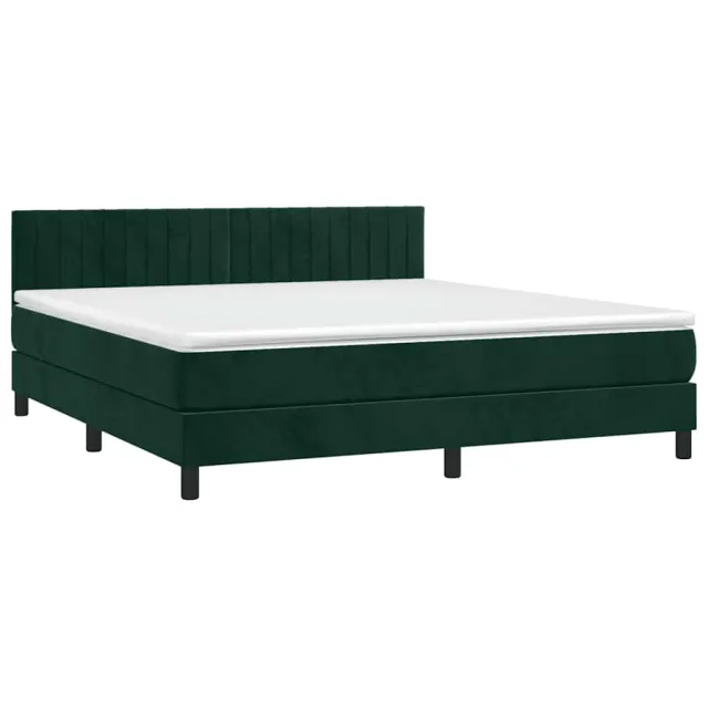 Sommier à lattes de lit avec matelas LED Vert foncé 180x200 cm