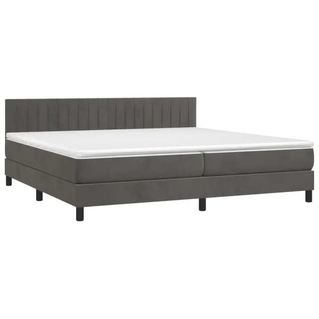 Sommier à lattes de lit avec matelas LED Gris foncé 200x200 cm