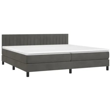 Sommier à lattes de lit avec matelas LED Gris foncé 200x200 cm