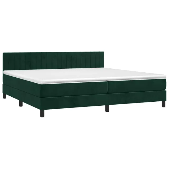 Sommier à lattes de lit avec matelas LED Vert foncé 200x200 cm