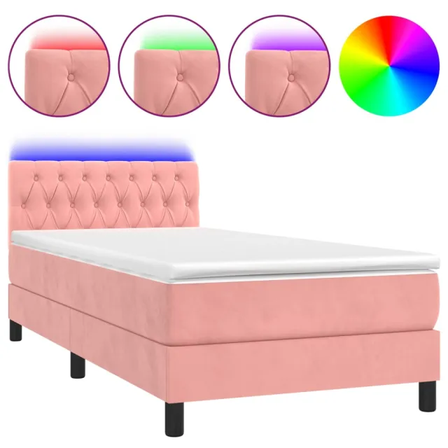 Sommier à lattes de lit avec matelas et LED Rose 90x190 cm