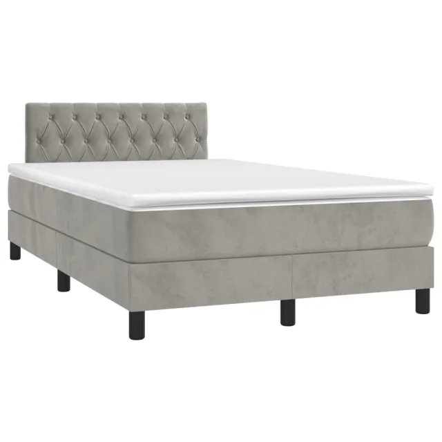 Sommier à lattes de lit avec matelas LED Gris clair 120x200 cm