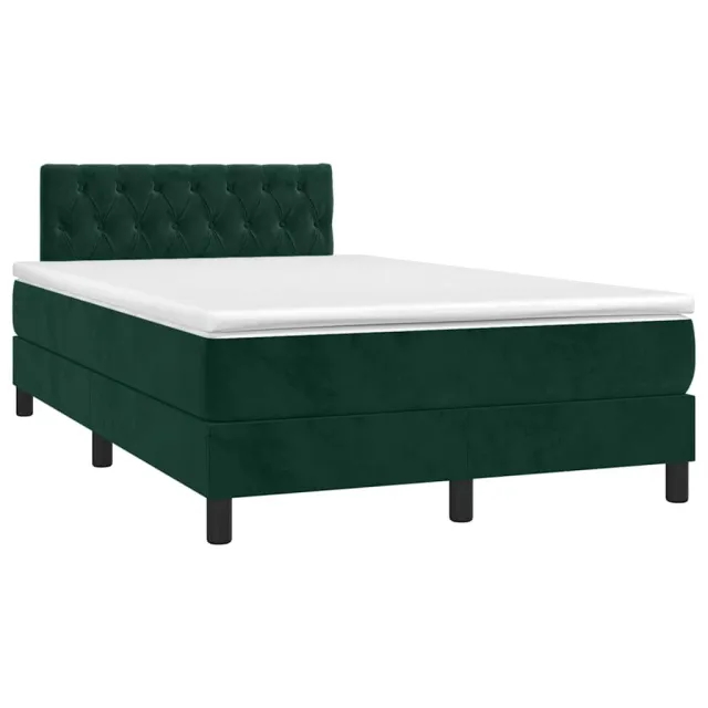 Sommier à lattes de lit avec matelas LED Vert foncé 120x200 cm