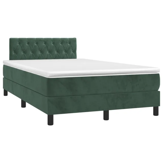 Sommier à lattes de lit avec matelas LED Vert foncé 120x200 cm