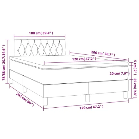 Sommier à lattes de lit avec matelas LED Vert foncé 120x200 cm