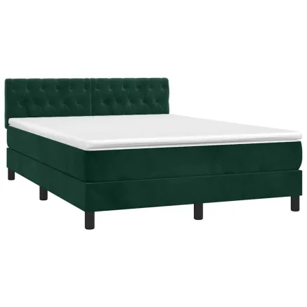 Sommier à lattes de lit avec matelas LED Vert foncé 140x190 cm 2