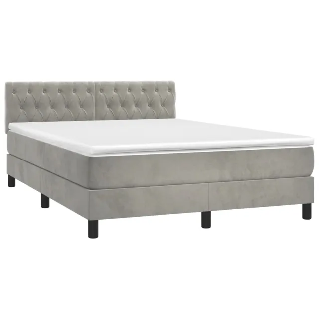 Sommier à lattes de lit avec matelas LED Gris clair 140x200 cm