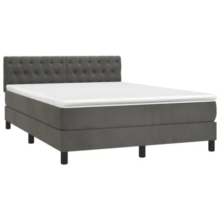 Sommier à lattes de lit avec matelas LED Gris foncé 140x200 cm
