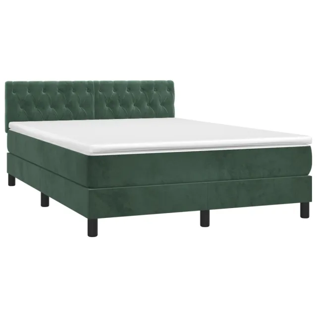 Sommier à lattes de lit avec matelas LED Vert foncé 140x200 cm