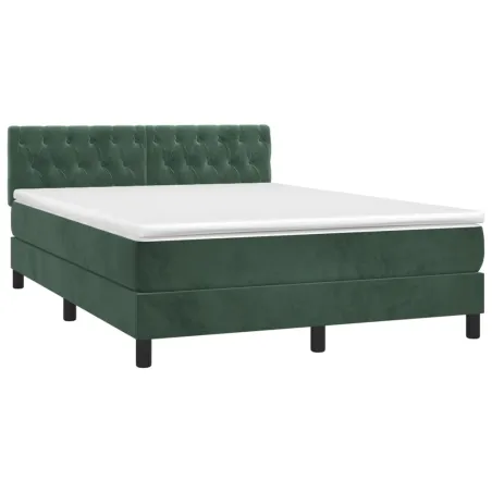 Sommier à lattes de lit avec matelas LED Vert foncé 140x200 cm