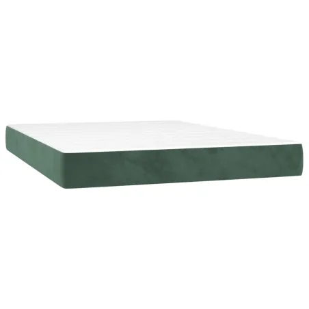 Sommier à lattes de lit avec matelas LED Vert foncé 140x200 cm