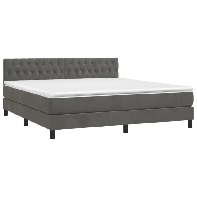 Sommier à lattes de lit avec matelas LED Gris foncé 160x200 cm