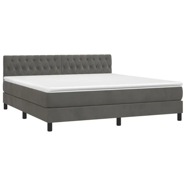 Sommier à lattes de lit avec matelas LED Gris foncé 180x200 cm