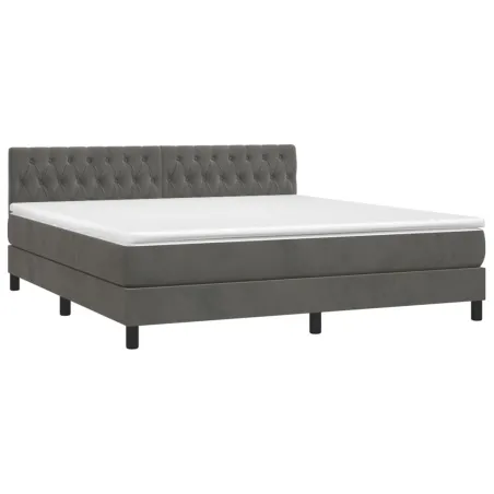 Sommier à lattes de lit avec matelas LED Gris foncé 180x200 cm