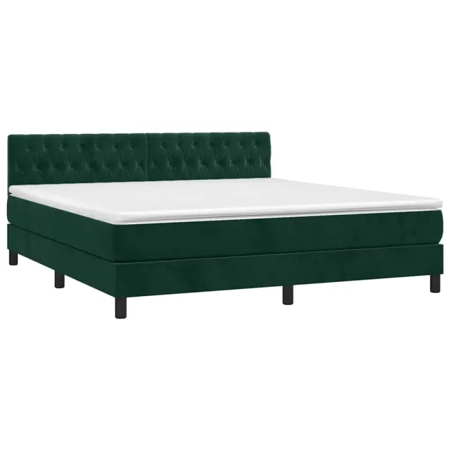 Sommier à lattes de lit avec matelas LED Vert foncé 180x200 cm