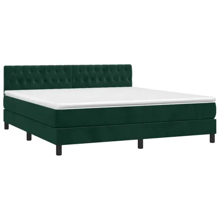 Sommier à lattes de lit avec matelas LED Vert foncé 180x200 cm