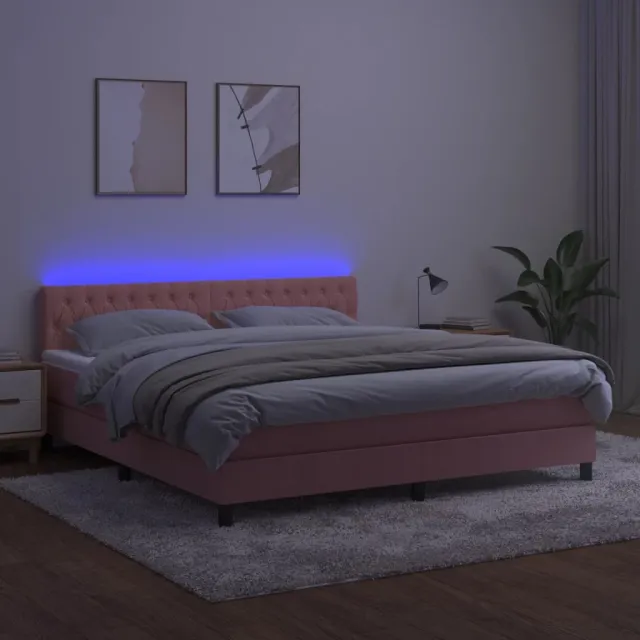 Sommier à lattes de lit avec matelas et LED Rose 180x200 cm