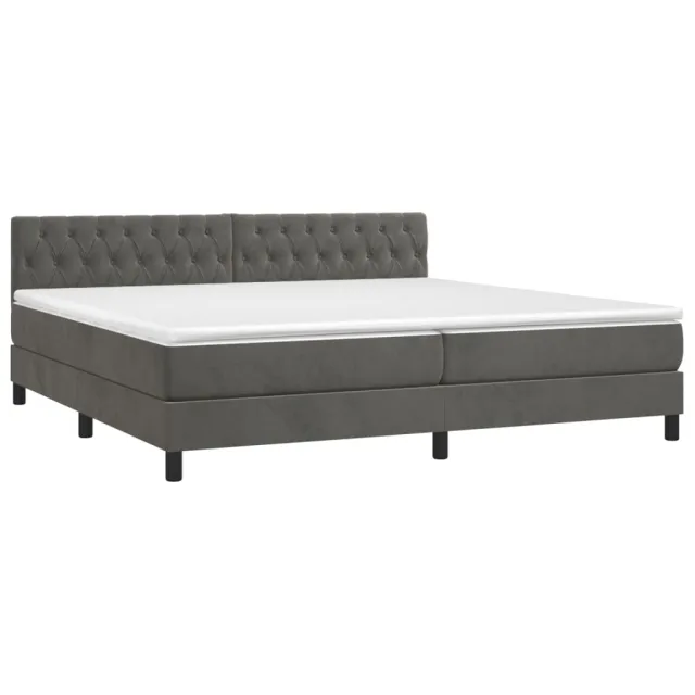 Sommier à lattes de lit avec matelas LED Gris foncé 200x200 cm