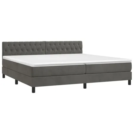Sommier à lattes de lit avec matelas LED Gris foncé 200x200 cm