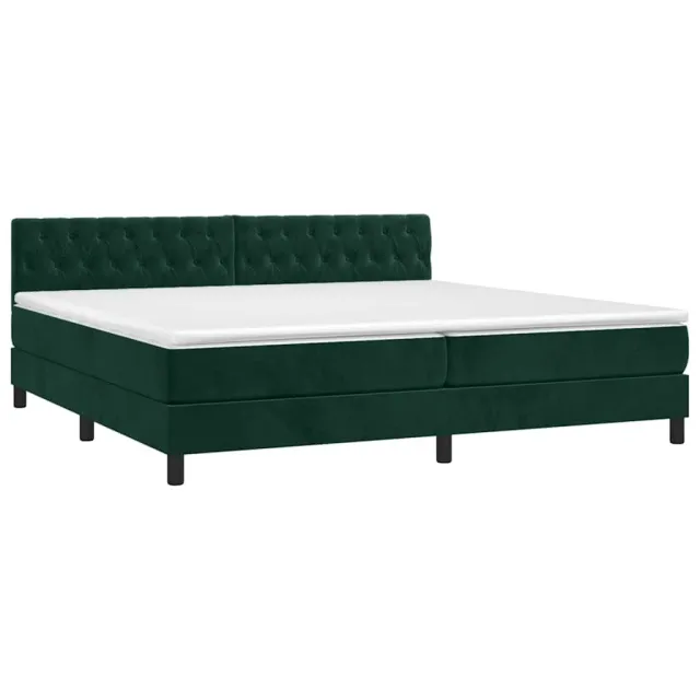 Sommier à lattes de lit avec matelas LED Vert foncé 200x200 cm