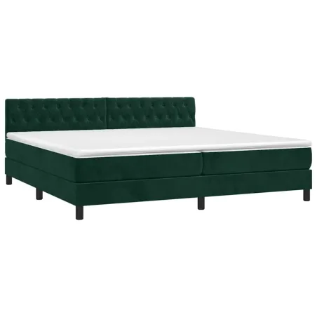 Sommier à lattes de lit avec matelas LED Vert foncé 200x200 cm
