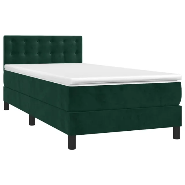 Sommier à lattes de lit avec matelas et LED Vert foncé 80x200cm