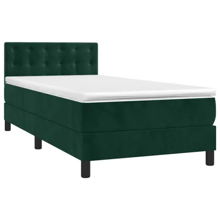 Sommier à lattes de lit avec matelas et LED Vert foncé 80x200cm