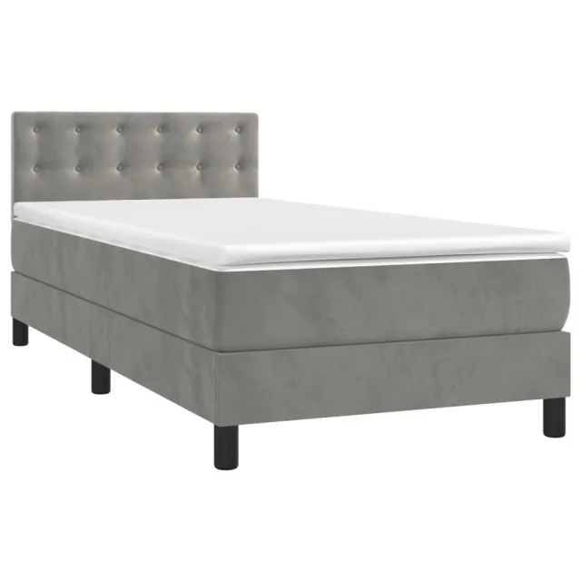 Sommier à lattes de lit avec matelas et LED Gris clair 90x200cm