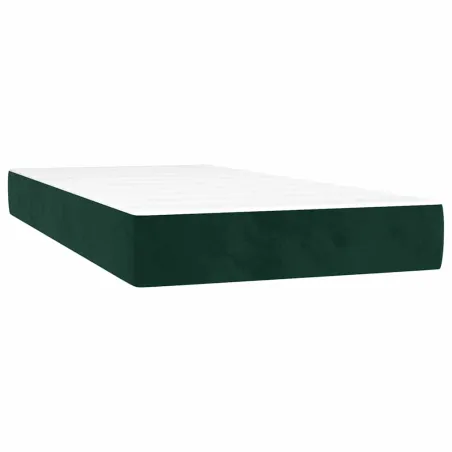 Sommier à lattes de lit avec matelas LED Vert foncé 100x200 cm