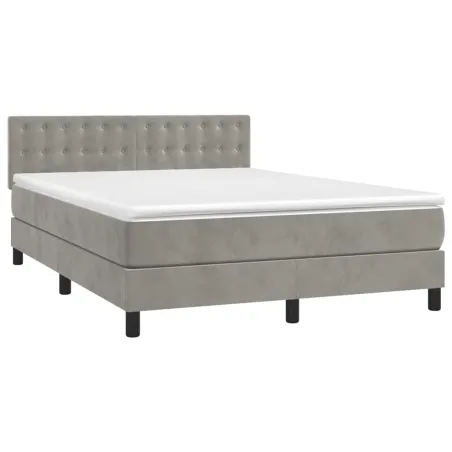 Sommier à lattes de lit avec matelas LED Gris clair 140x190 cm