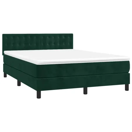 Sommier à lattes de lit avec matelas LED Vert foncé 140x190 cm