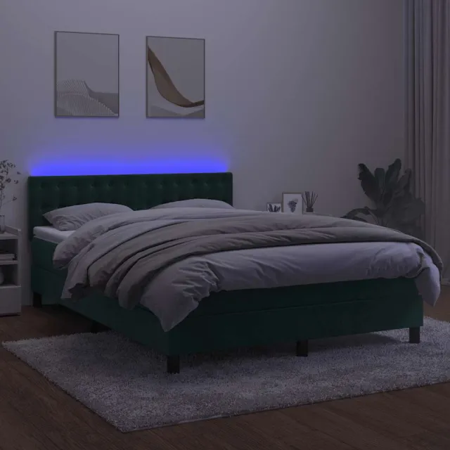 Sommier à lattes de lit avec matelas LED Vert foncé 140x190 cm