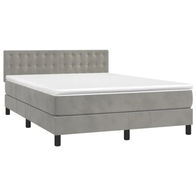 Sommier à lattes de lit avec matelas LED Gris clair 140x200 cm