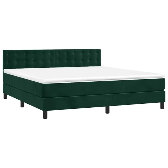 Sommier à lattes de lit matelas et LED Vert foncé 180x200 cm