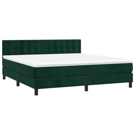 Sommier à lattes de lit matelas et LED Vert foncé 180x200 cm