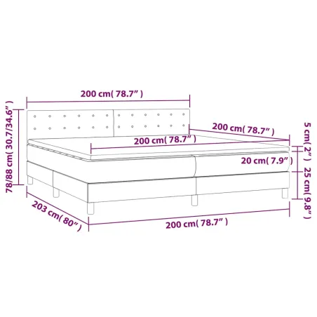 Sommier à lattes de lit matelas et LED Vert foncé 200x200 cm