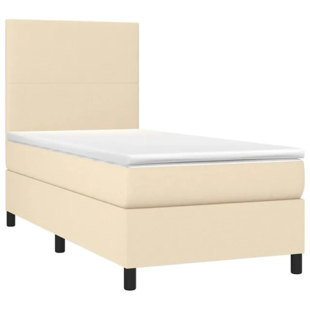 Sommier à lattes de lit et matelas et LED Crème 80x200cm Tissu