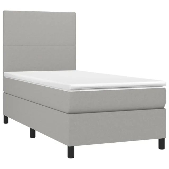 Sommier à lattes de lit avec matelas et LED Gris clair 90x200cm
