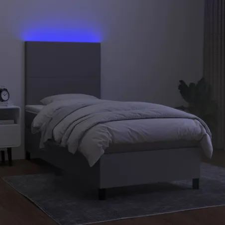 Sommier à lattes de lit avec matelas et LED Gris clair 90x200cm
