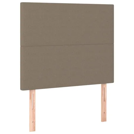 Sommier à lattes de lit et matelas et LED Taupe 90x200 cm Tissu